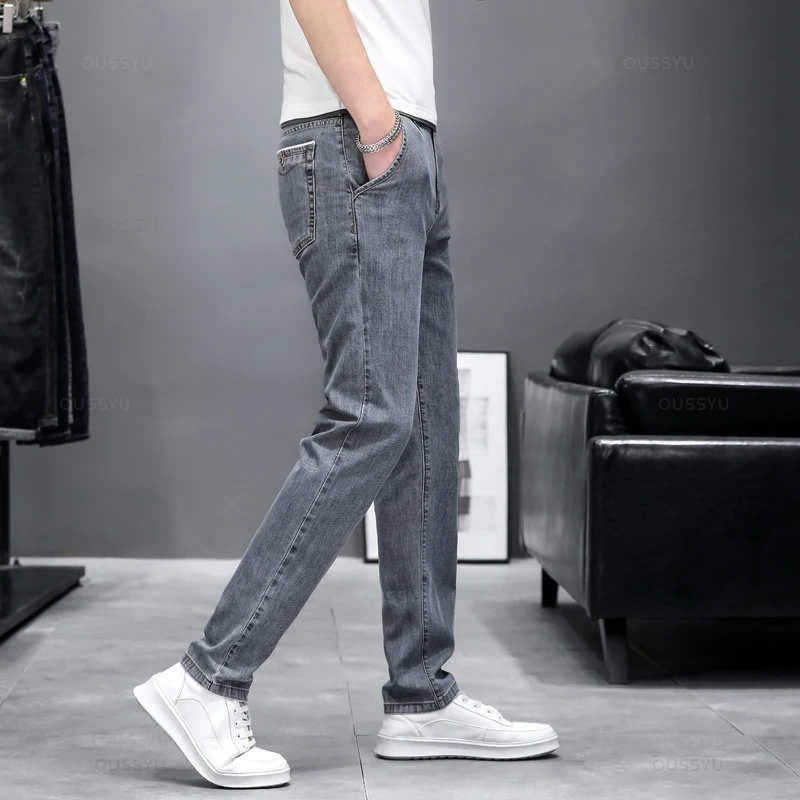 Men'S Fashion Grey Jeans - Осенние облегающие джинсы для мужчин, модный