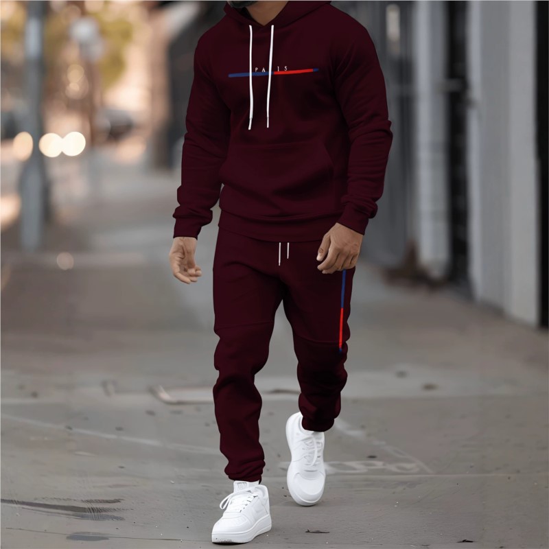 Mens Fashion Clothes - Мужской спортивный костюм: толстовка с капюшоном