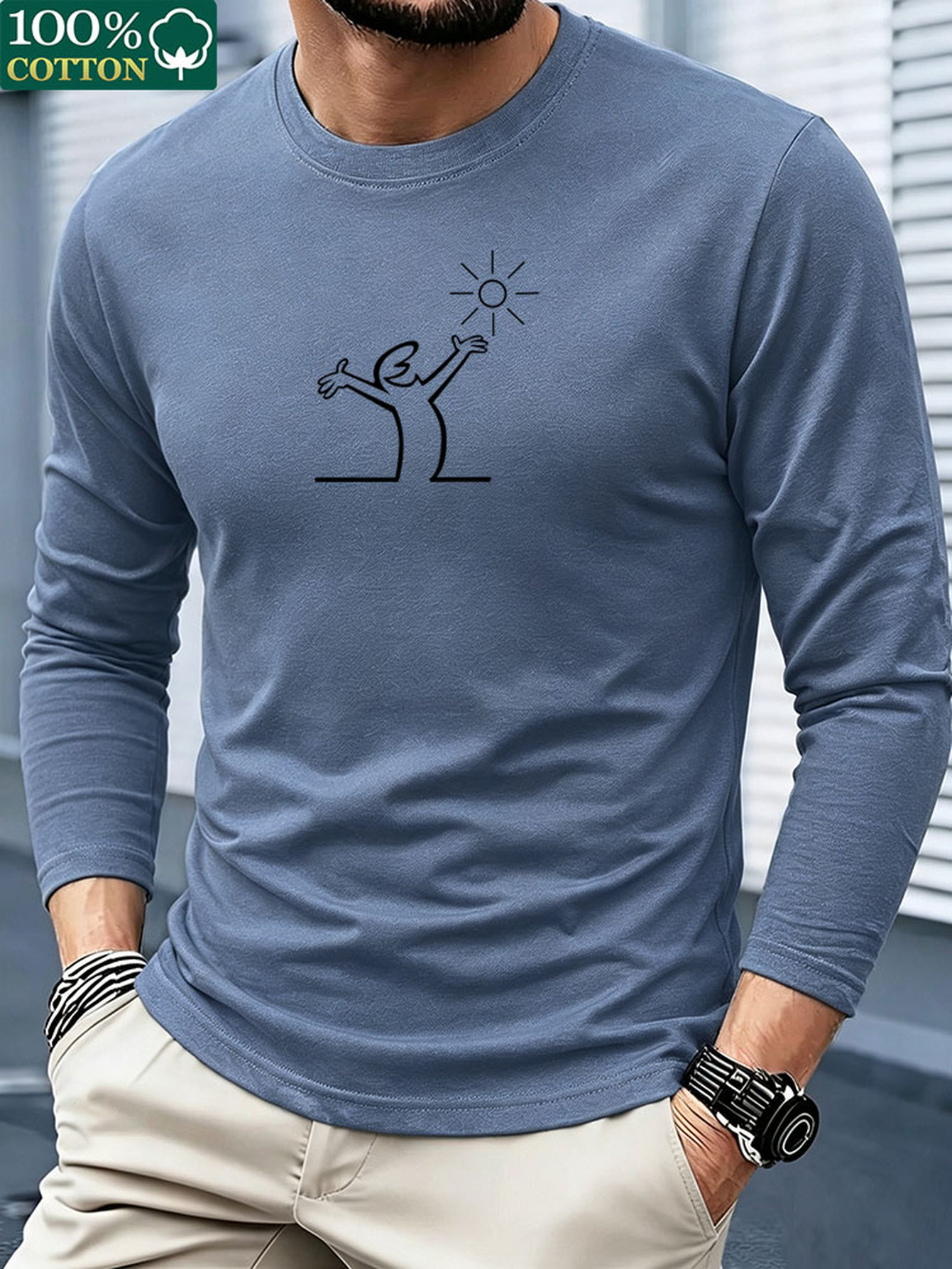 Mens Fashion Summer - Мужская футболка с длинными рукавами, 100