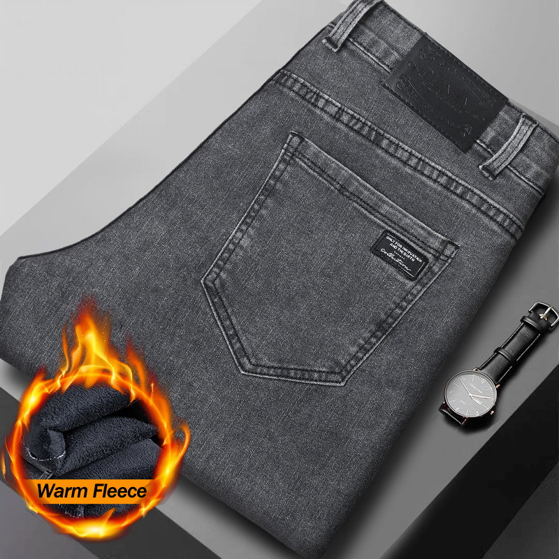 Мужские зимние джинсы из флиса – обзор и цена Men'S Fashion Grey Jeans