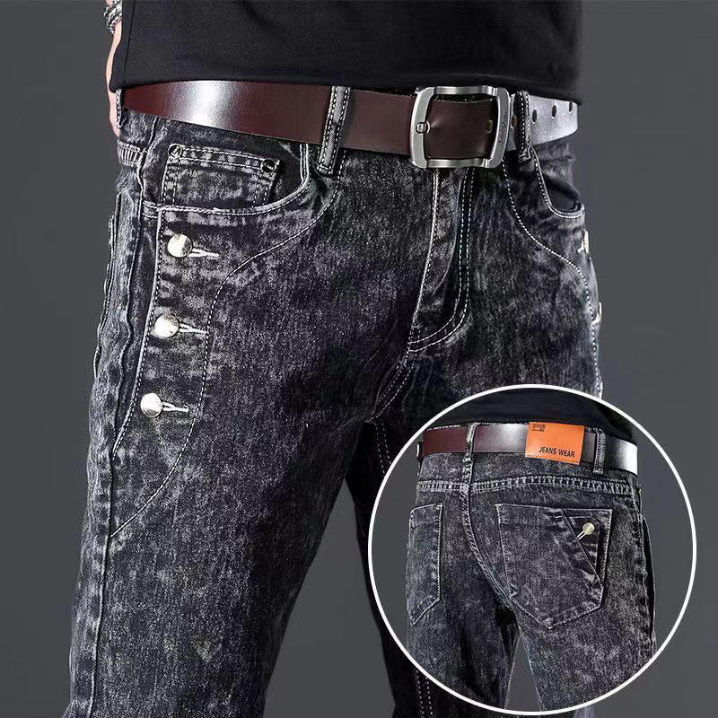 Классические тонкие винтажные  – обзор и цена Men'S Fashion Grey Jeans
